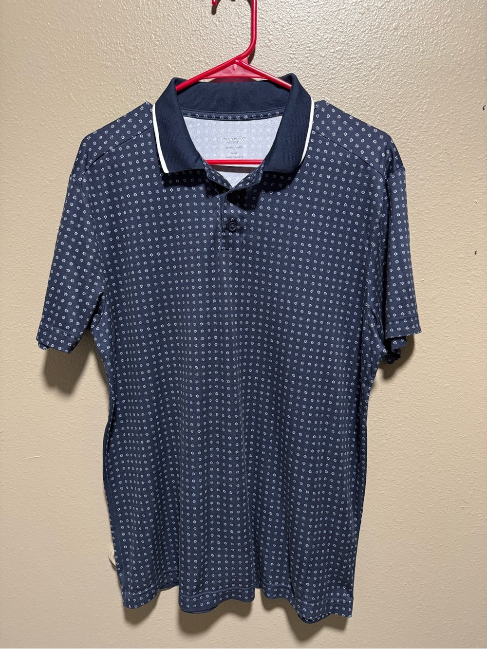 Old Navy Navy Polo with White Micro Dot Print -Active Wear